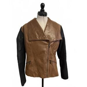 G.I.L.I. Brown and Black Stylish Leather Jacket Woman's Size Large